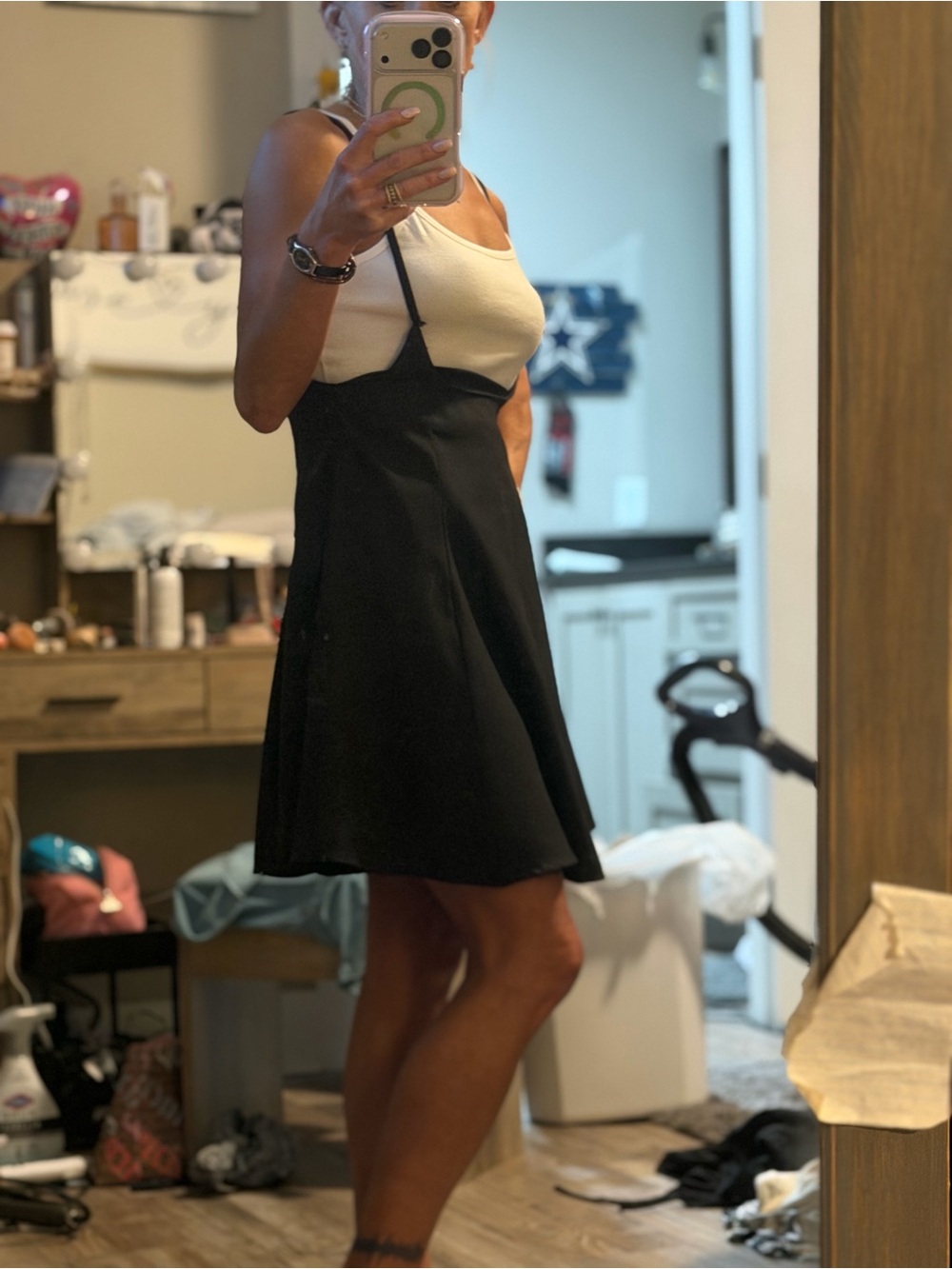 Black A-Line Slip Dress - Women's